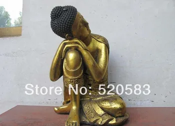 

14"Inch Tibet Buddhism Bronze Gild Rest Buddha of Sakyamuni Buddha Statue