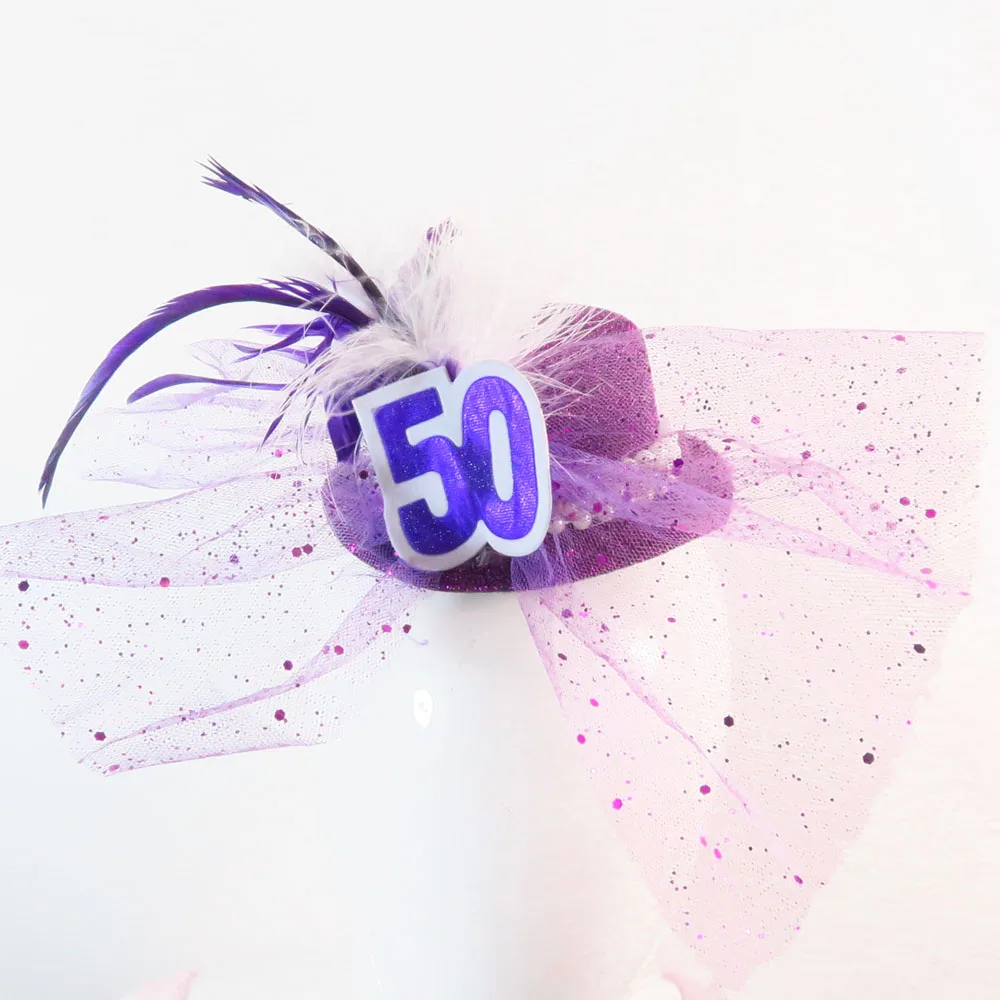 

2018 Purple pink feather facinator mini top hat on hair clips with glitter nice net bowtie for birthday anniversary event party