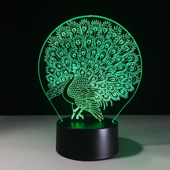 

3D Peacock Lamp 7 Color Led Night Lamps for Kids Touch Led USB Table Lampara Lampe Baby Sleeping Nightlight Led Night Light Plug