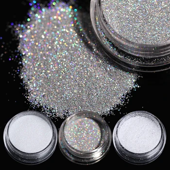 

1PCS Gradient Shiny Nail Glitter Powder Laser Sparkly Nail Art Chrome Pigment Silver DIY Nail Art Decoration