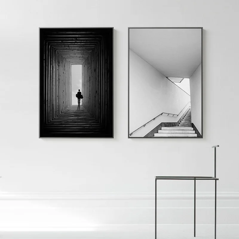 

Canvas Art Nordic Black and White Minimalism Geometric Space Canvas Painting Modern Abstract Study Room Wall Art Home Pict