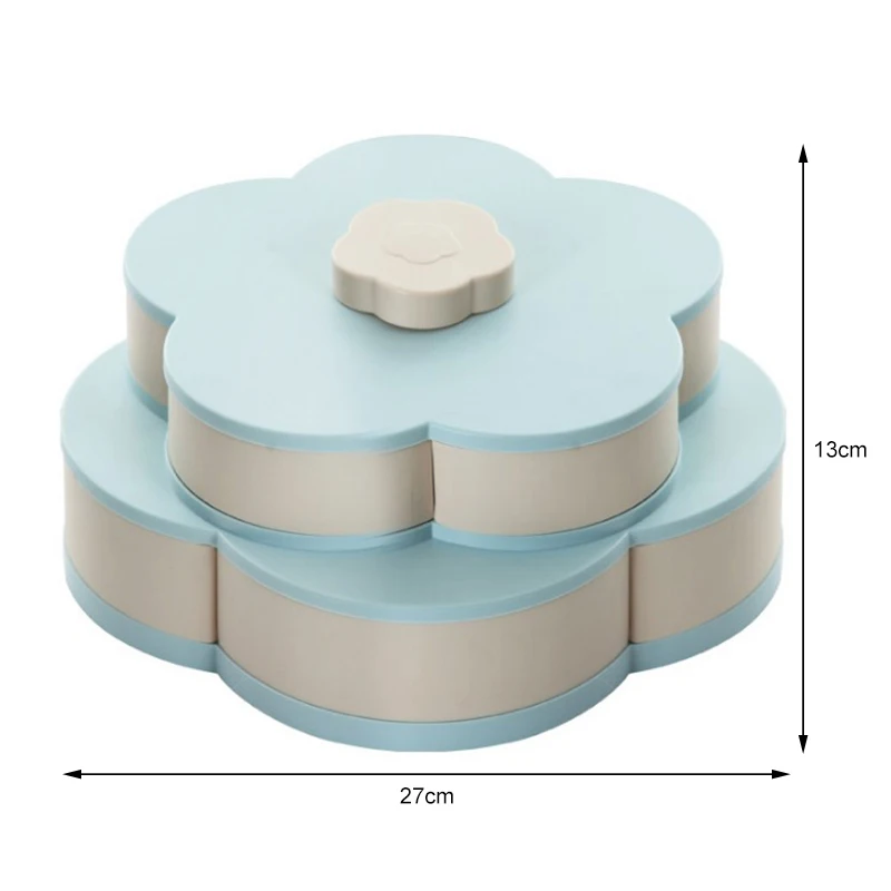 Двухэтажный цветочный дизайн, вращающаяся пластиковая коробка для хранения, свадебные сухие фрукты, конфеты, Снэк, ящик для хранения косметики, органайзер для ювелирных изделий
