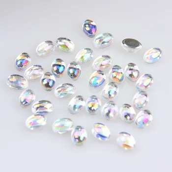 

4x6mm Clear AB Nail Rhinestone About 50pcs Acrylic Oval Smooth Nail Rhinestone High Quality Nail Art Decoration