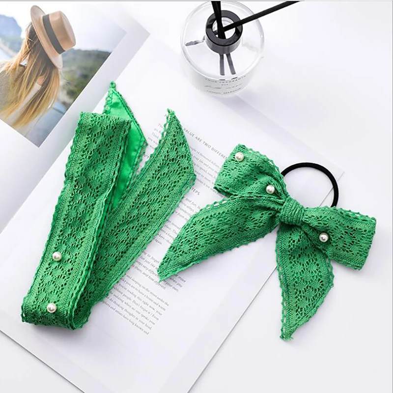 Модные женские повязка на голову Headwrap HairBands Повязки На Голову резинка для хвоста зеленый кружево повязка для волос Scrunchie аксессуары для