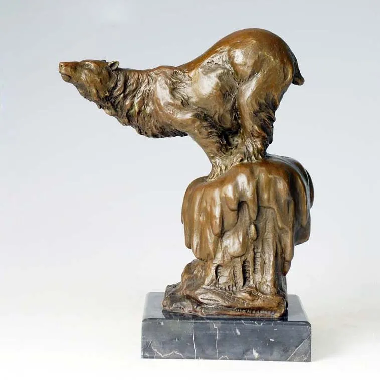 

ATLIE BRONZES Bronze figurine polar bear Animal Brass Statues home decoration