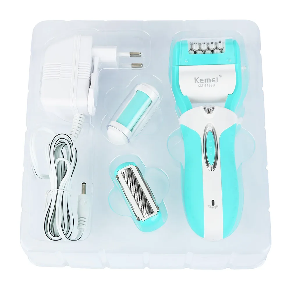 

Kemei KM-6198B 3 in 1 Epilator Shaver Dead Skin Callus Remover Rechargeable Women