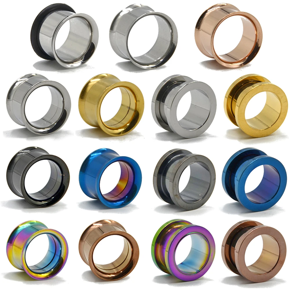 BOG 6 Pairs Screw Ear Tunnel Plugs Piercing Internal Threaded Stainless