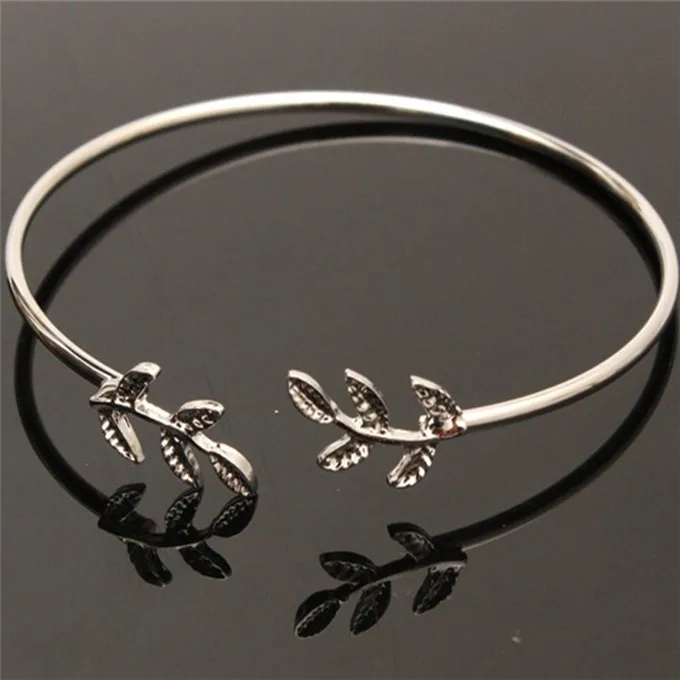 Модные корейские драгоценности,, модное двойное кольцо, матовый браслет из розового золота, женский браслет, цена за единицу - Окраска металла: Silver-leaves
