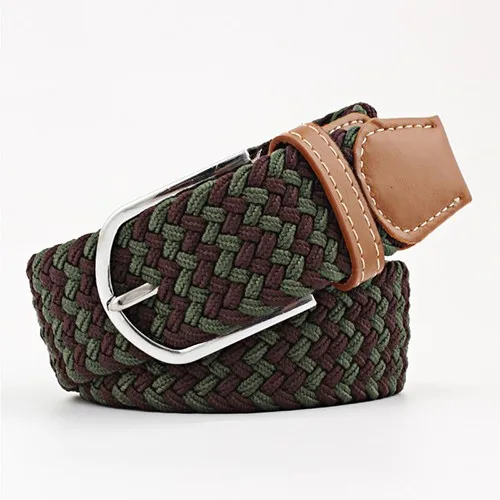 Hot Colors Belt Casual Women Knitted Pin Buckle Belt Fashion Woman Woven Elastic Stretch Belts Canvas Female - Цвет: lv-kaH