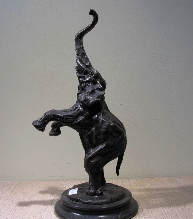 

USPS to USA S0018 Western Art Decor Copper Marble Base Bronze Figurine Elephant Statue Sculpture (B0413)