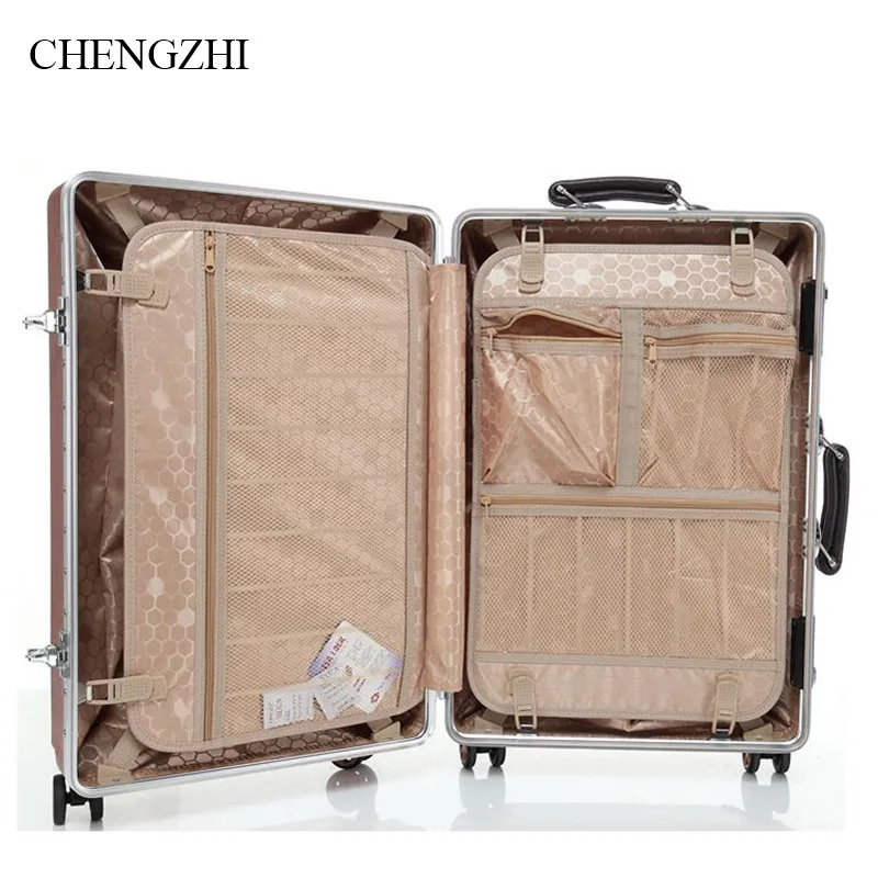 CHENGZHI2" 24" 2" 29" дюймов старинные прокатки багажа алюминиевая рама high-end сумка тележка для женские