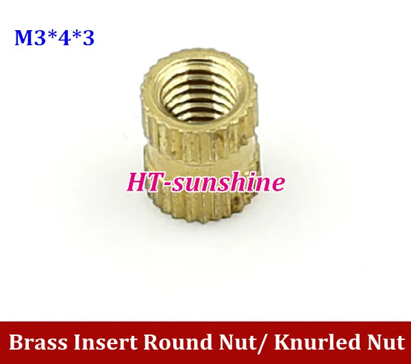 

Высокое качество M3 3*4*3 сквозное отверстие Латунная вставка круглая гайка/накатанная гайка для литья под давлением