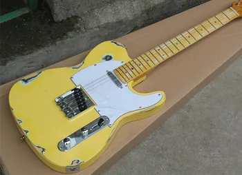 

2019 New Arrival Firehawk Relic Yellow Custom Shop Vintage Maple Fingerboard Basswood Body Standard Electric Guitar SSS Pickups