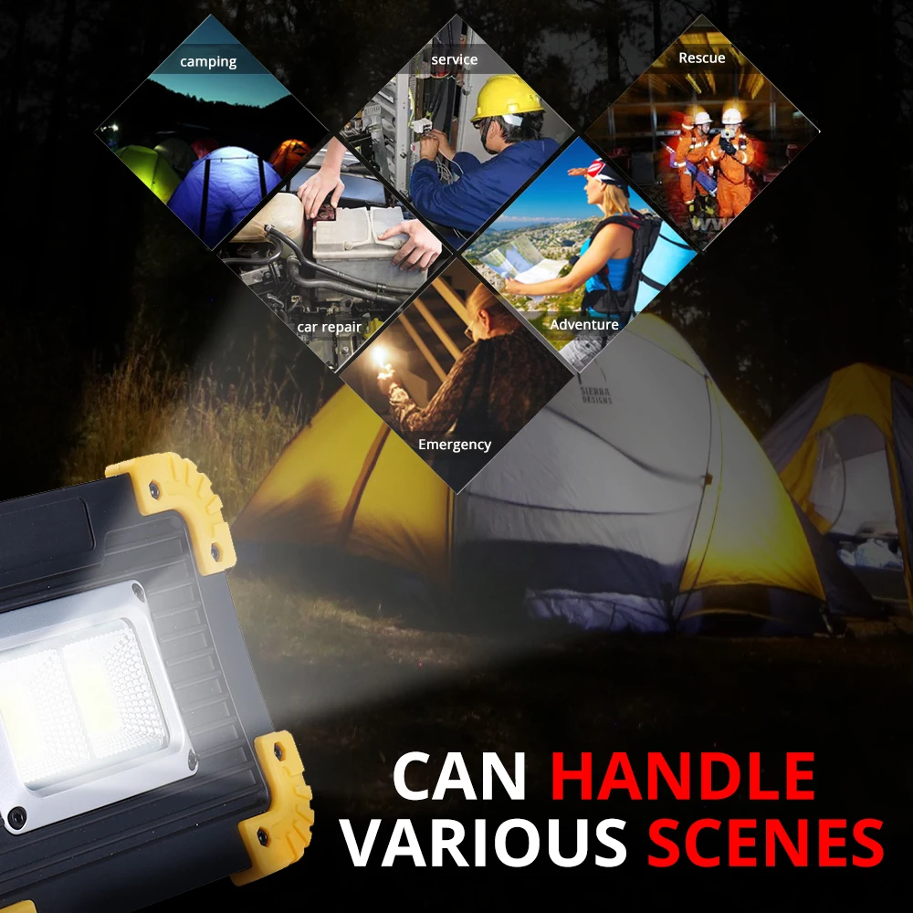 Recarregável para o para o Curso de Acampamento Acampamento ao ar Luz de Trabalho Led por 18650 100 w Levou Holofotes Portáteis 30000lm Super Brilhante Levou Lampe Curso de Livre Lanterna 13 Cheap Projetores portáteis