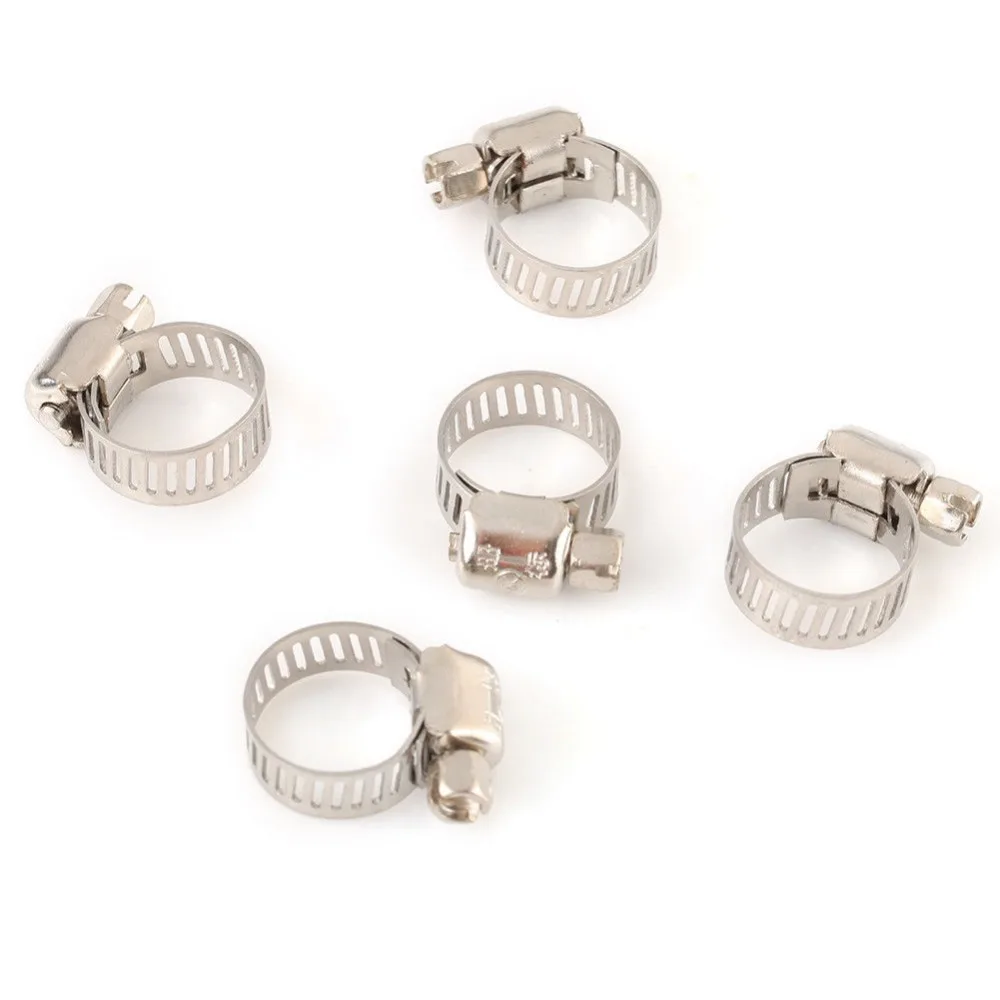 50pcs Car Hose Clamp 1/2&quot-3/4&quot Adjustable Stainless Steel Drive Clamps Fuel Line Worm Clip |