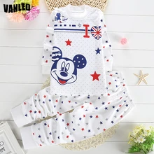 100% Coton Printemps Été Doux Bébé Garçons Filles Pyjamas Ensembles de Haute Qualité Pyjama Bébé + Bébé Pantalon Infantile de Nuit Vêtements costumes