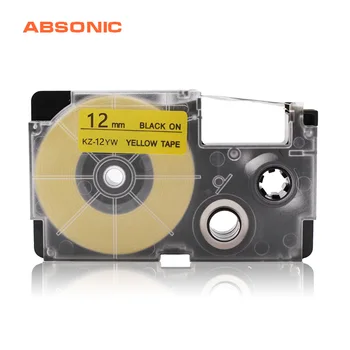

Absonic Label Tape for Casio XR-12YW Black on Yellow 12mm Cartridge Ribbon XR-12YW Replacement KL-60 KL-60SR KL-100 Label Maker