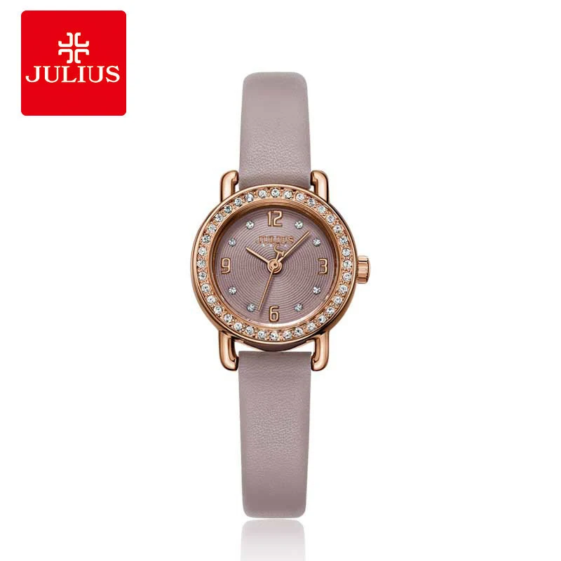 

Julius Women Watch Ladies Watches Clock Diamonds Fashion Small Dial Shining Dial Leather Strap Waterproof Quartz Watch Brand