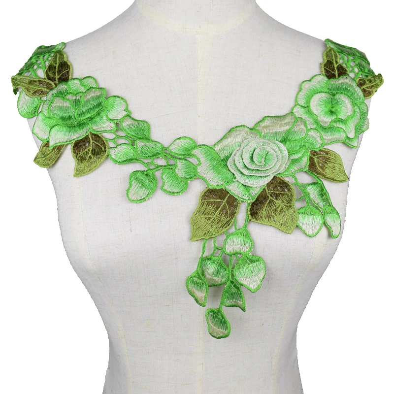 

Green Flower Lace Sewing Applique Lace Neckline Collar Applique Diy Craft V Neck Sewing Accessories Scrapbooking
