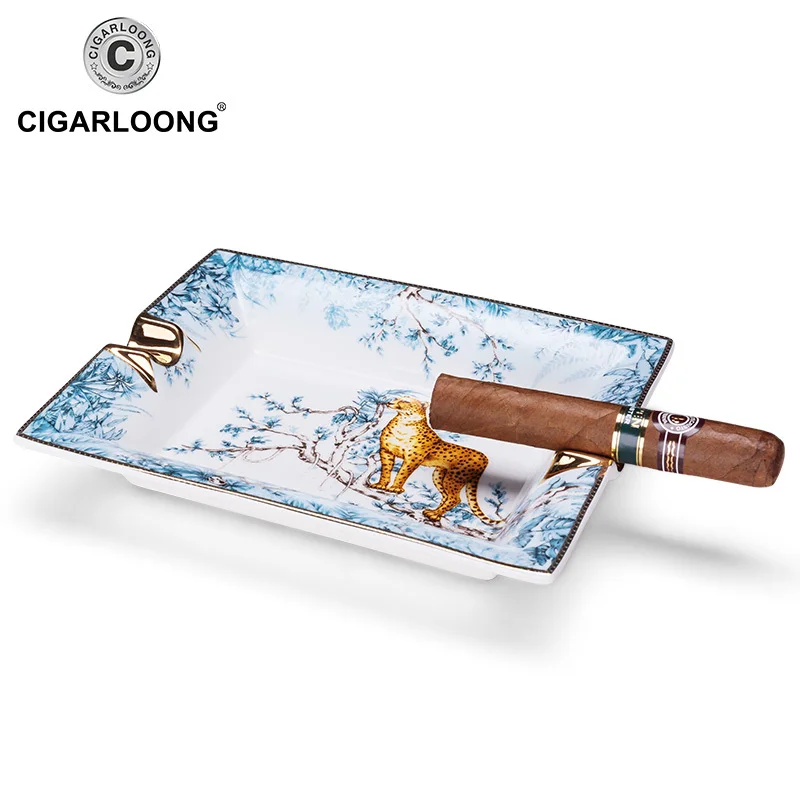 

CIGARLOONG New Arrival High Quality Bone Porcelain Ashtray European Ceramic Living Room Ceramic Portable Cigar Ashtray CLG-0088