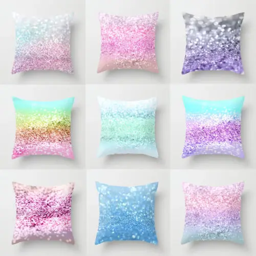 

45x45 Gold Shining Printed Polyester Sequins Throw Pillow Case Sofa Cushion Cover Home Decor