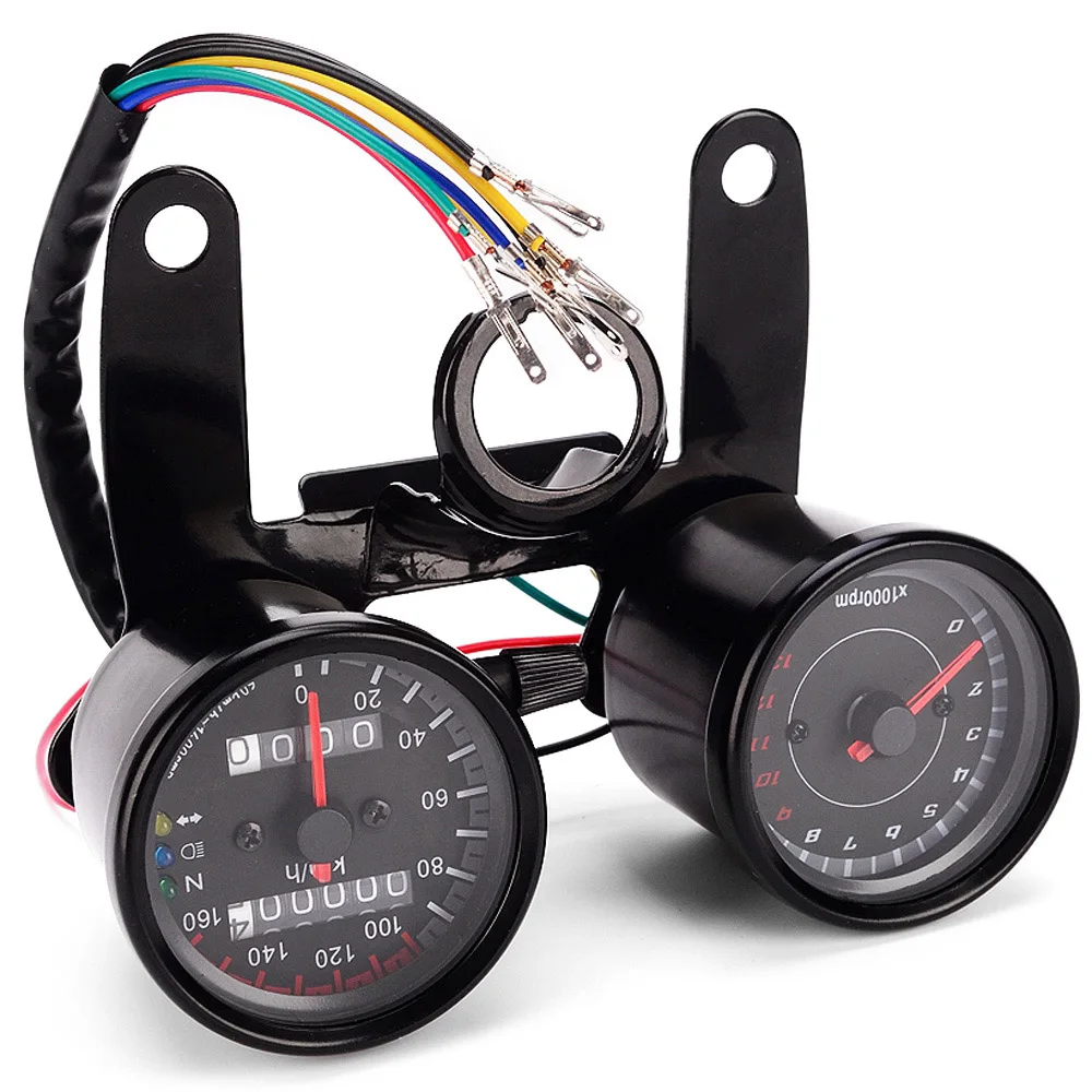 

Universal 12V Motorcycle 13000 RPM Tachometer Km/h Speedometer Dual Odometer Gauge with LED Backlight Signal Lights