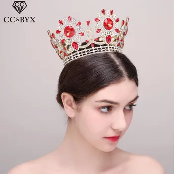 

CC Tiaras Crowns Luxury Big Crown Baroque Shine Rhinestone Pageant High Quality Wedding Hair Accessories For Bride Jewelry HG611