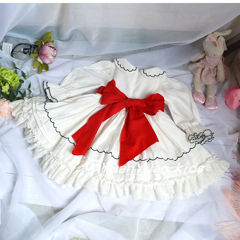 От 0 до 7 лет для маленьких девочек лето осень турецкий стиль белый Тоторо с длинным рукавом Лолита платье принцессы для девочек повседневное праздничное платье