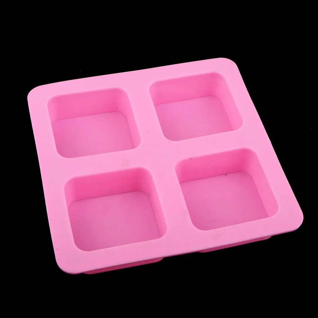 4 grids Square Silicone Soap Making Mold Fondant Cake Chocolate Mould
