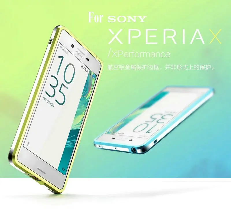 

High Quality Ultra Thin Slim Aluminum Metal Bumper Frame Case For Sony Xperia X XA X Performance Case With Strap BK1