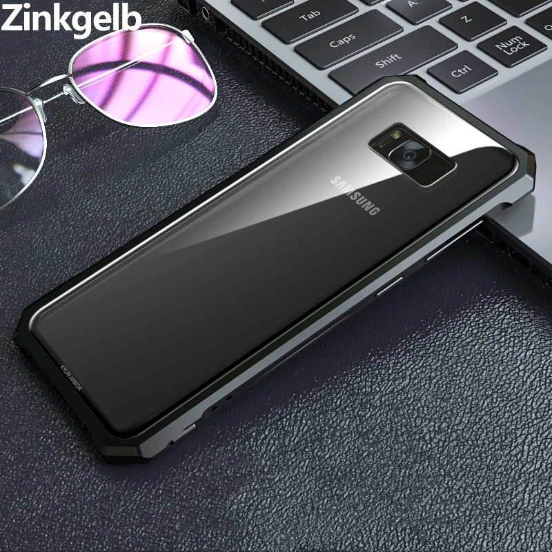 

for Samsung Note 8 Cover Case Luxury Hard Metal Aluminum Alloy Transparent Glass Phone Case for Samsung S8 S9 Plus Back Cover