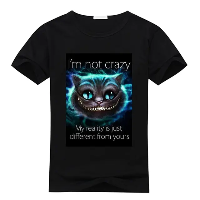 Fashion T Shirt Free Shipping Men's Short Sleeve Cheshire Cat Graffiti