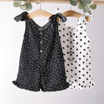 

New Top Newborn baby girl rompers Infant Toddler Sleeveless Strap Polka Dot jumpsuit suit clothes clothing одежда для пупсов