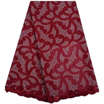 

2018 African Dry Lace Fabrics High Quality Cotton Lace Fabric Swiss Voile With Stone Swiss Voile Lace S1290