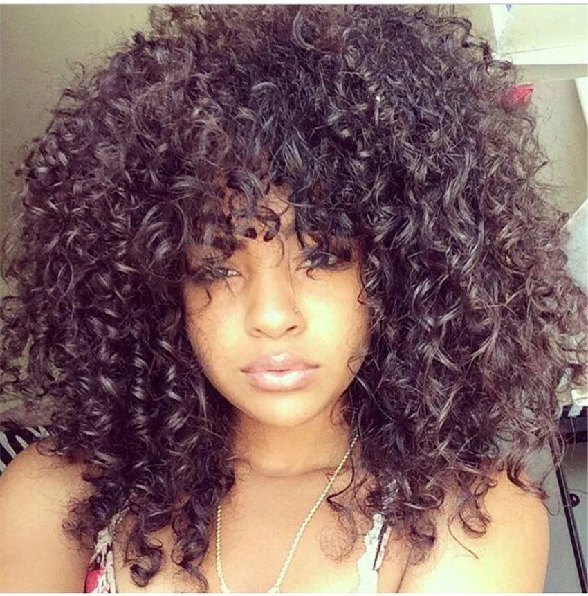 Newest Medium Long afro Kinky Curly wig Synthetic wig for Black Women