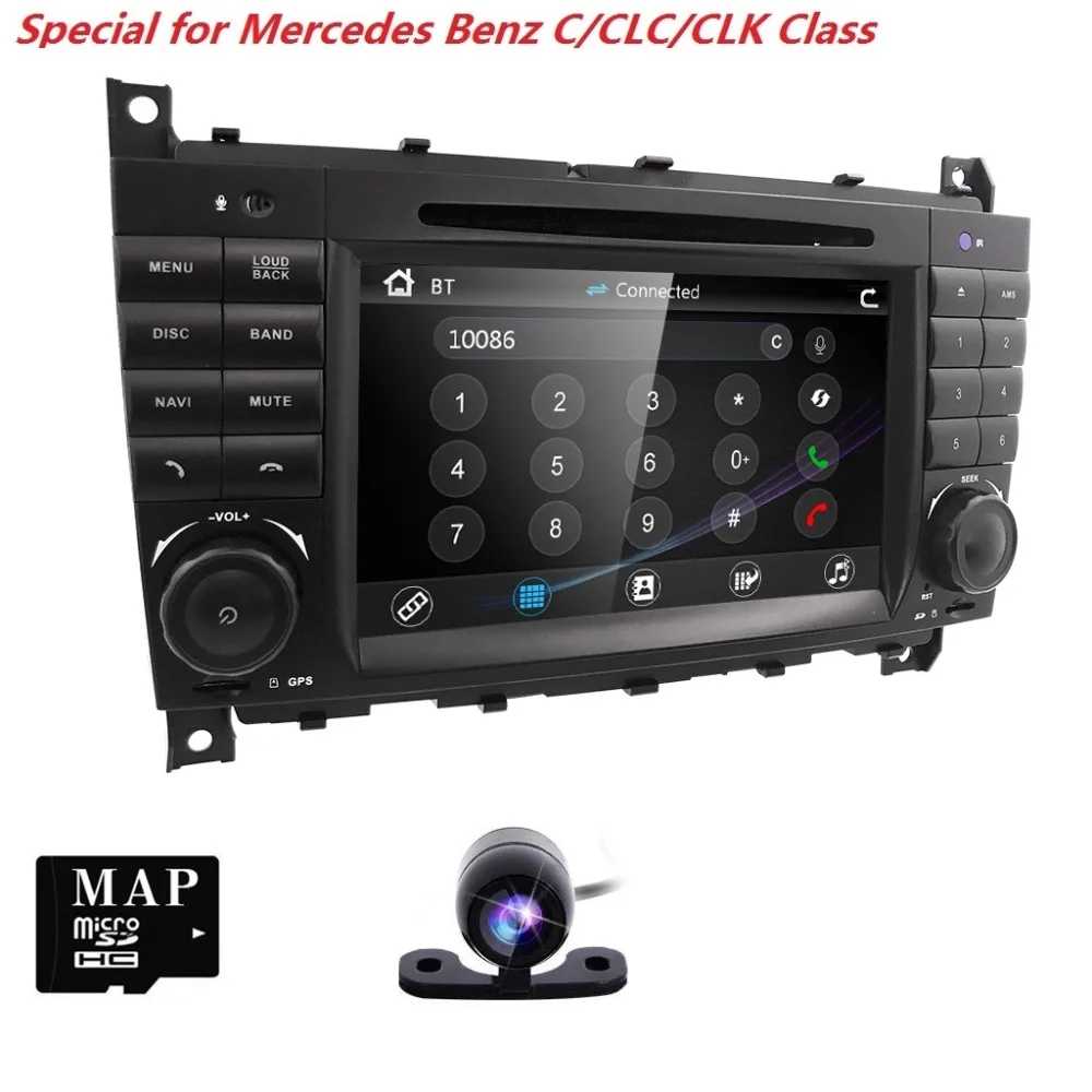 Discount Stereo audio 7" Car DVD Radio player for Mercedes Benz C-Class W203 2004-2007 CLC W203 2008-2010 CLK W209 2005-2011 Free camera 4