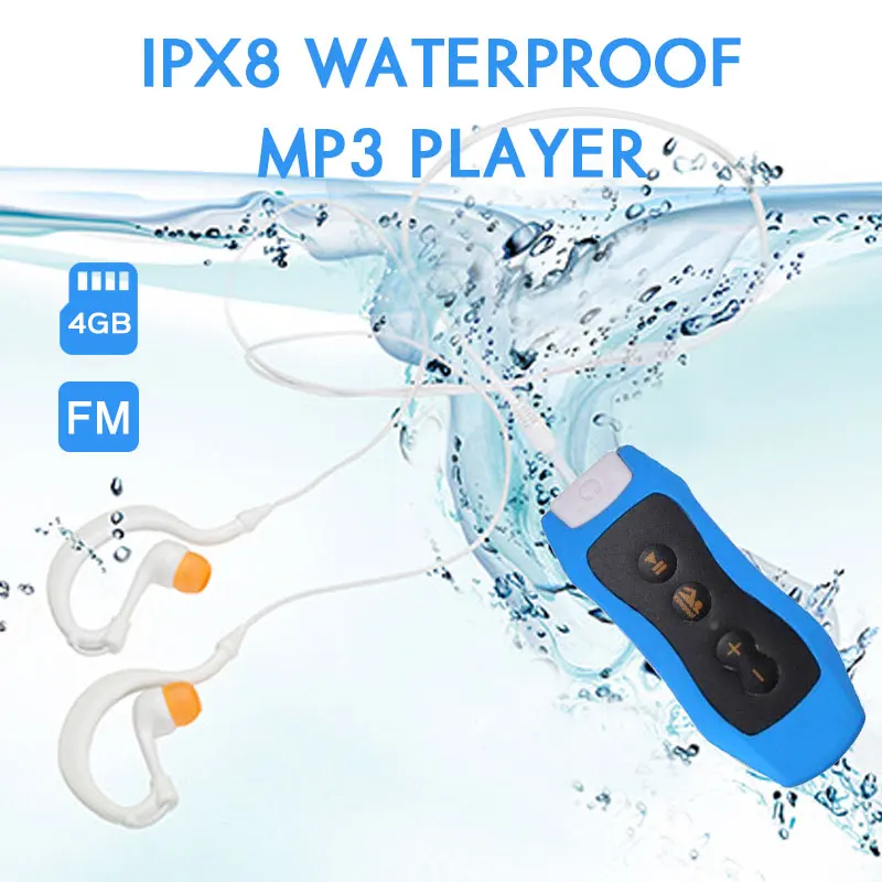 Высококачественный MP3-плеер 4 Гб IPX8 водонепроницаемый плавательный Mp3 для летнего дайвинга Спорт на открытом воздухе FM Музыкальный радиоплеер с наушниками