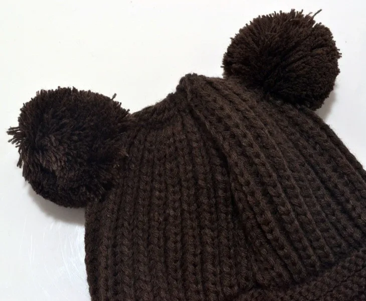 Модные вязаные детские теплые шапки и кепки с двойными волосами Детские Зимние шапки для девочек и мальчиков вязаные шапочки
