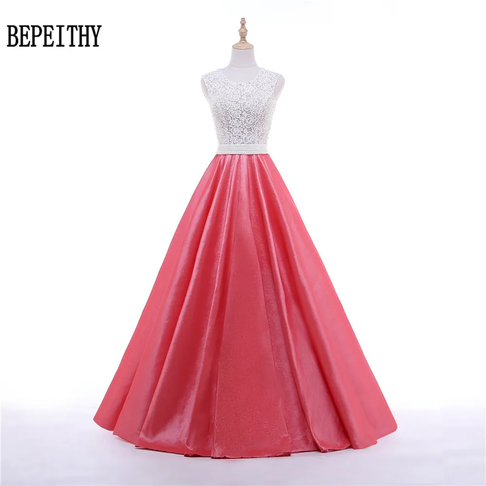 BEPEITHY vestido de festa Элегантное Атласное длинное платье Вечерние Элегантные на заказ Модные Арбузные новые платья для выпускного вечера