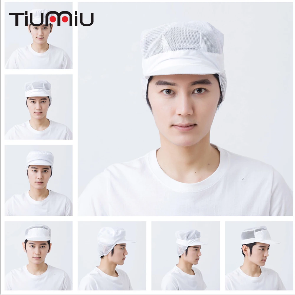 

New White Mesh Caps Waiter Cook Chef Hat Unisex Kitchen Restaurant Bakery Men Women Breathable Factory Warehouse Workshop Caps