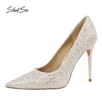 

Silentsea Women Pumps Sexy High Heels Shoes Fashion Pointed Toe Wedding Shoes Party Ladies Fashion New High Quality Shoes