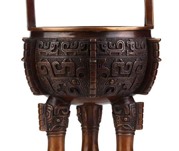 

9" China Buddhism Bronze Wealth 3 Legs Ding Incense Censer Lucky
