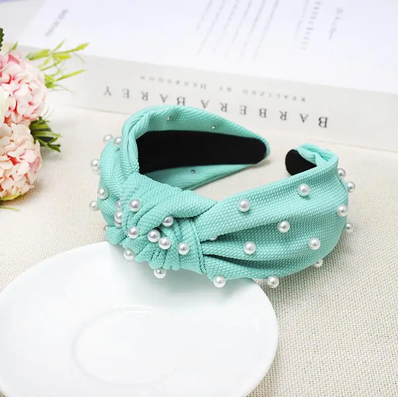 New Fashion Girls Headband Pearls Inlay Solid Hair Band Women High Quality Turban Autumn Headwear Hair Accessories Wholesale bride headband Hair Accessories