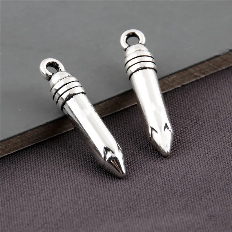 

30Pcs Antique Silver Lovely Pencil Charms Fit Student Gift Ornaments Pendant Making Necklaces Accessories Jewelry 20x2mm A3127