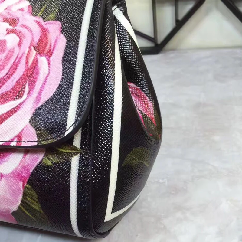 Subshrubby Der Kette Freies Handtaschen Misanwiney Flo Verschiffen Luxus Gestreiften Frauen leder Platz High end Peony Marke Schulter Metall Einzelnen Tasche TwqPpRq