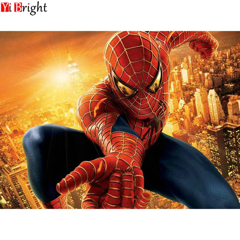 

diamond embroidery cartoon full drill cross stitch crystal round diamond finish decorative 5d diy diamond painting spiderman XY1