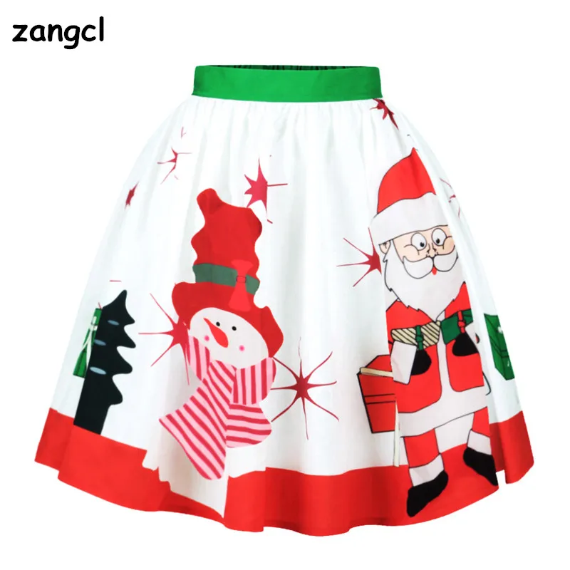 Zangcl осень зима Новый Для женщин в юбка Высокая Талия взрывной Снеговик Санта