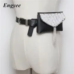 Engyee жемчужный хип ремень сумки кожаные Для женщин поясная сумка Diamond поясная Мода кисточкой Поясные сумки Для женщин кошелек Iphone8P