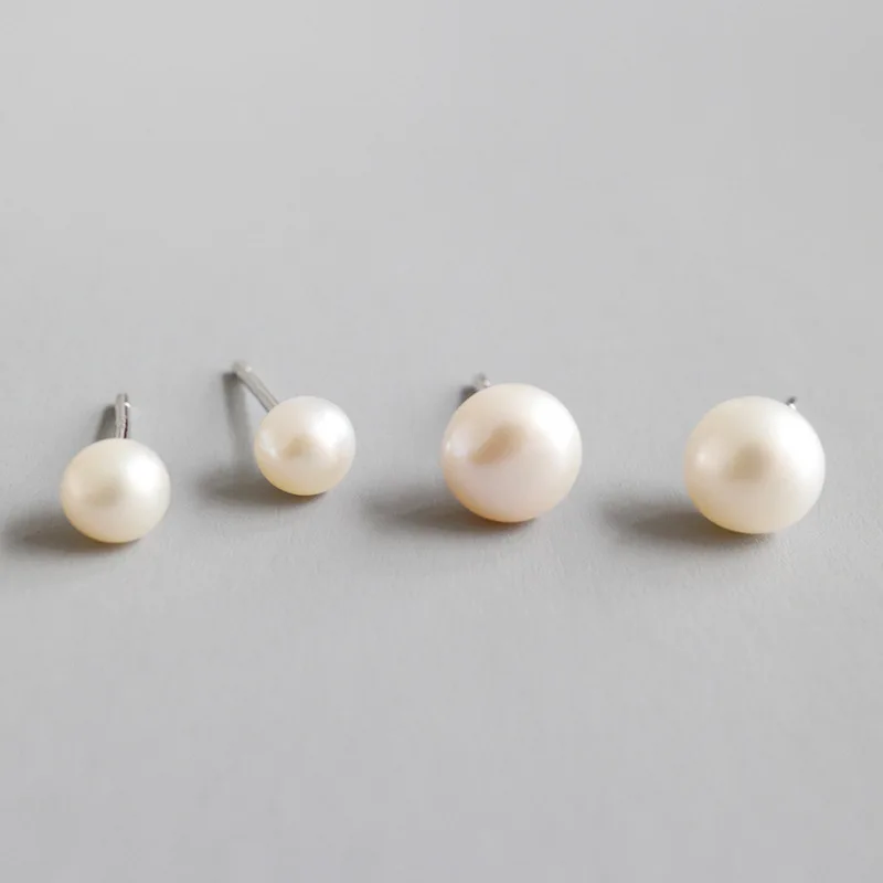 

2019 High Quality Pearl Silver s925 Stud Earrings Fine Jewelry White Shell freshwater Pearls Earrings for Women Drop shipping