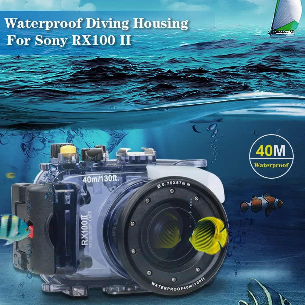 For Sony RX100 II 2 Mark II Camera Housing Case Underwater 40m Photogeraphy Waterproof Camera Bag Suitable for Swiming Surfing